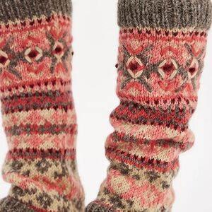 French Knot Lindsay Mason Free People Pink & Orange Handcrafted Leg Warmers.